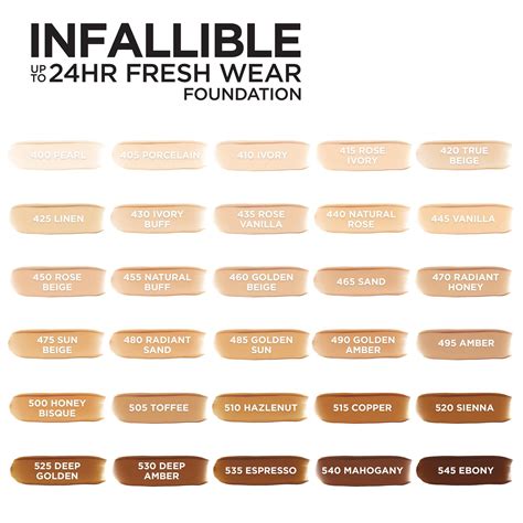 infallible foundation shades color chart.